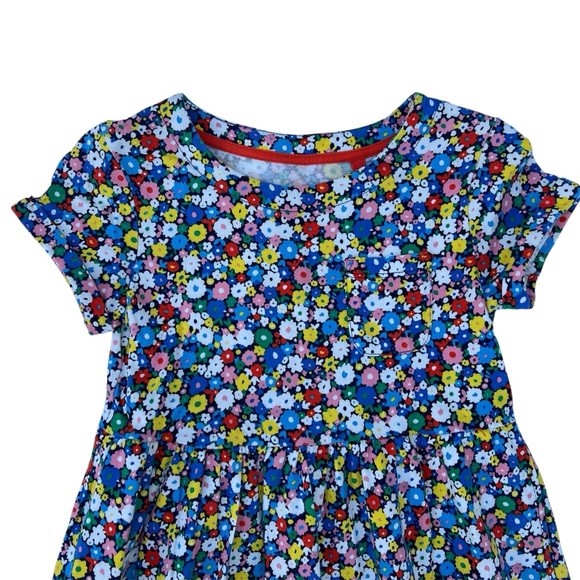 Mini Boden Girls Fun Jersey Dress 6/7Y | Blue Floral, Pockets, Soft Cotton, EUC - Picture 3 of 7